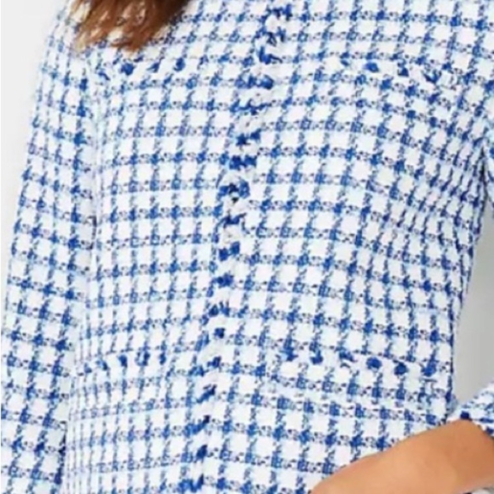 Ann Taylor Blue and White Tweed Blazer